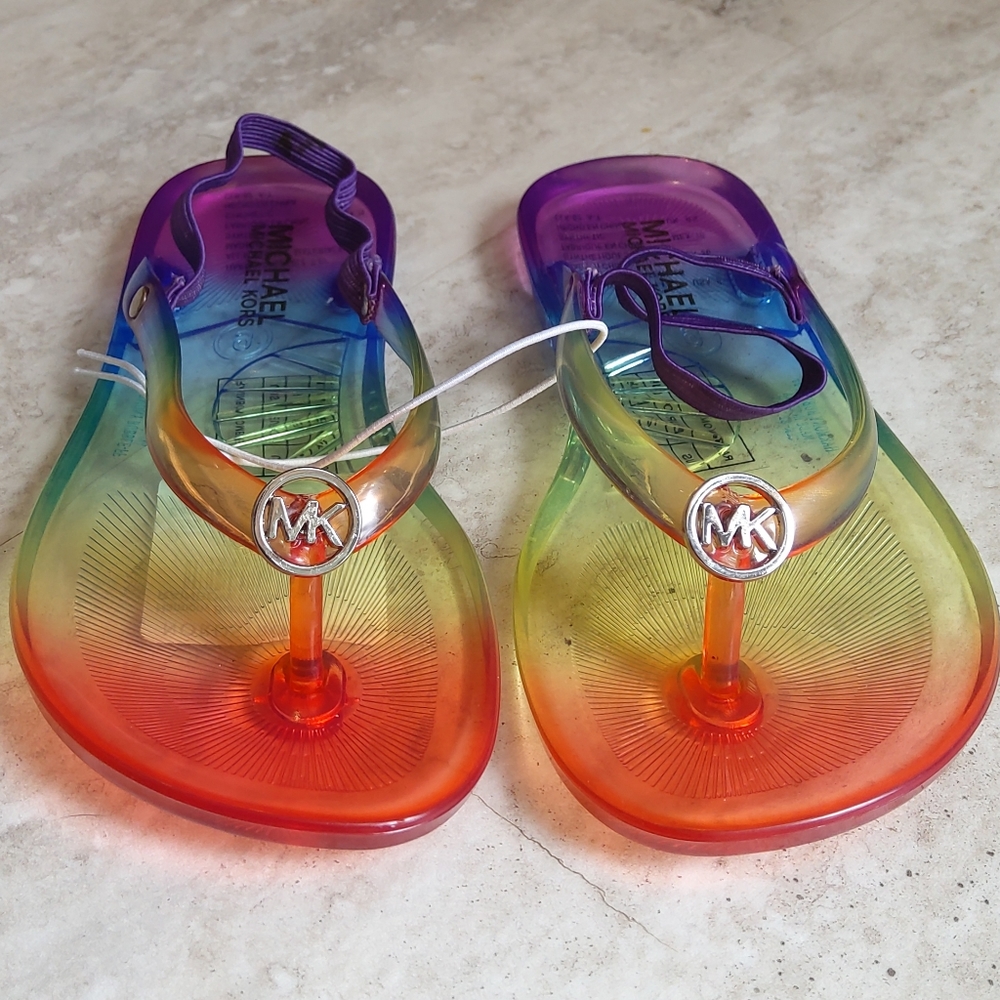 MICHAEL KORS Girl's Kid's Rainbow Jelly Sandals NWT
